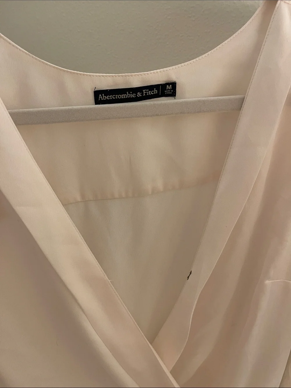 Abercrombie Soft Cream Wrap Cropped Blouse with Side Tie